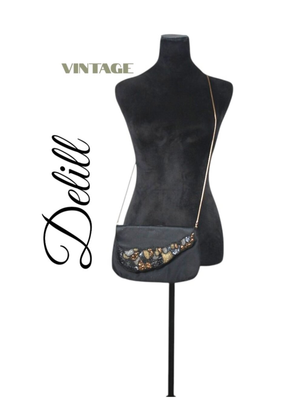 Delill Vintage Satin Beaded Purse